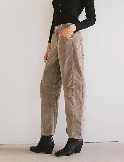 Women's loose zipper corduroy casual pants