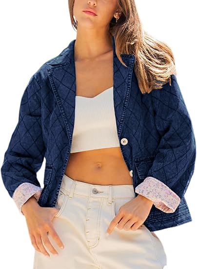 Women's floral lined washed denim jacket