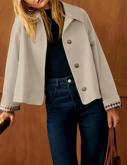 Women's Lapel Button Casual Cropped Jacket