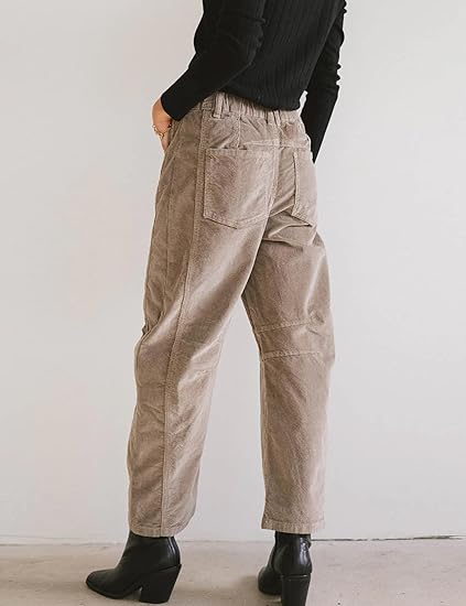 Women's loose zipper corduroy casual pants