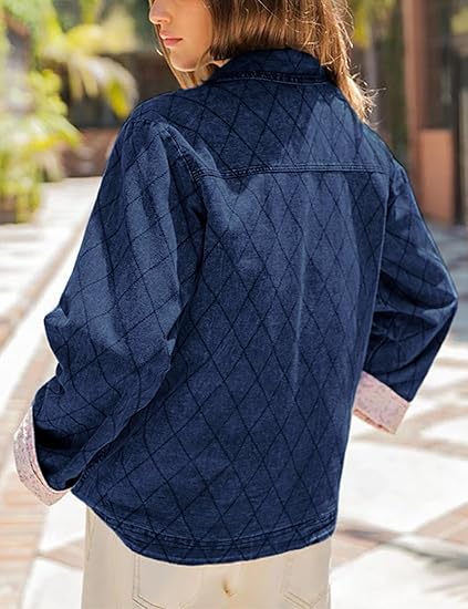 Women's floral lined washed denim jacket
