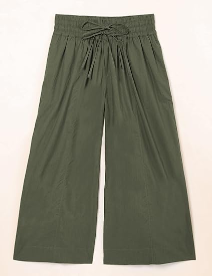 Women's summer pure cotton high waist elastic waist cropped casual pants