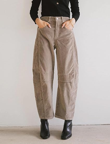 Women's loose zipper corduroy casual pants
